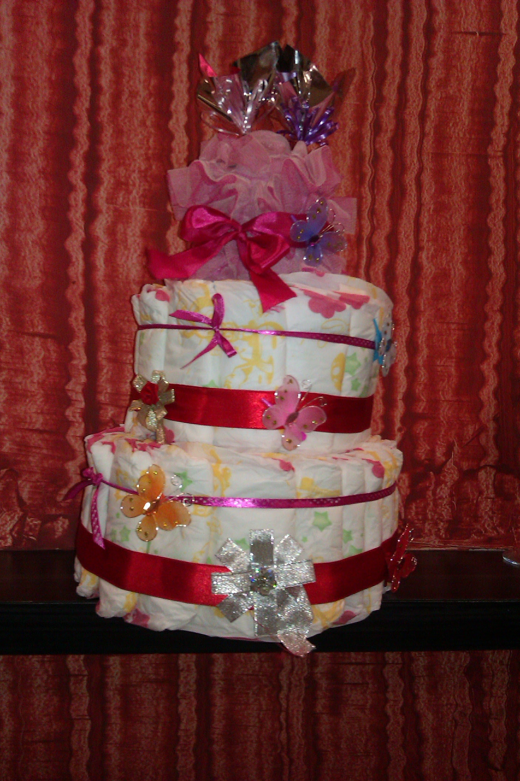 Baby diaper cake hamper