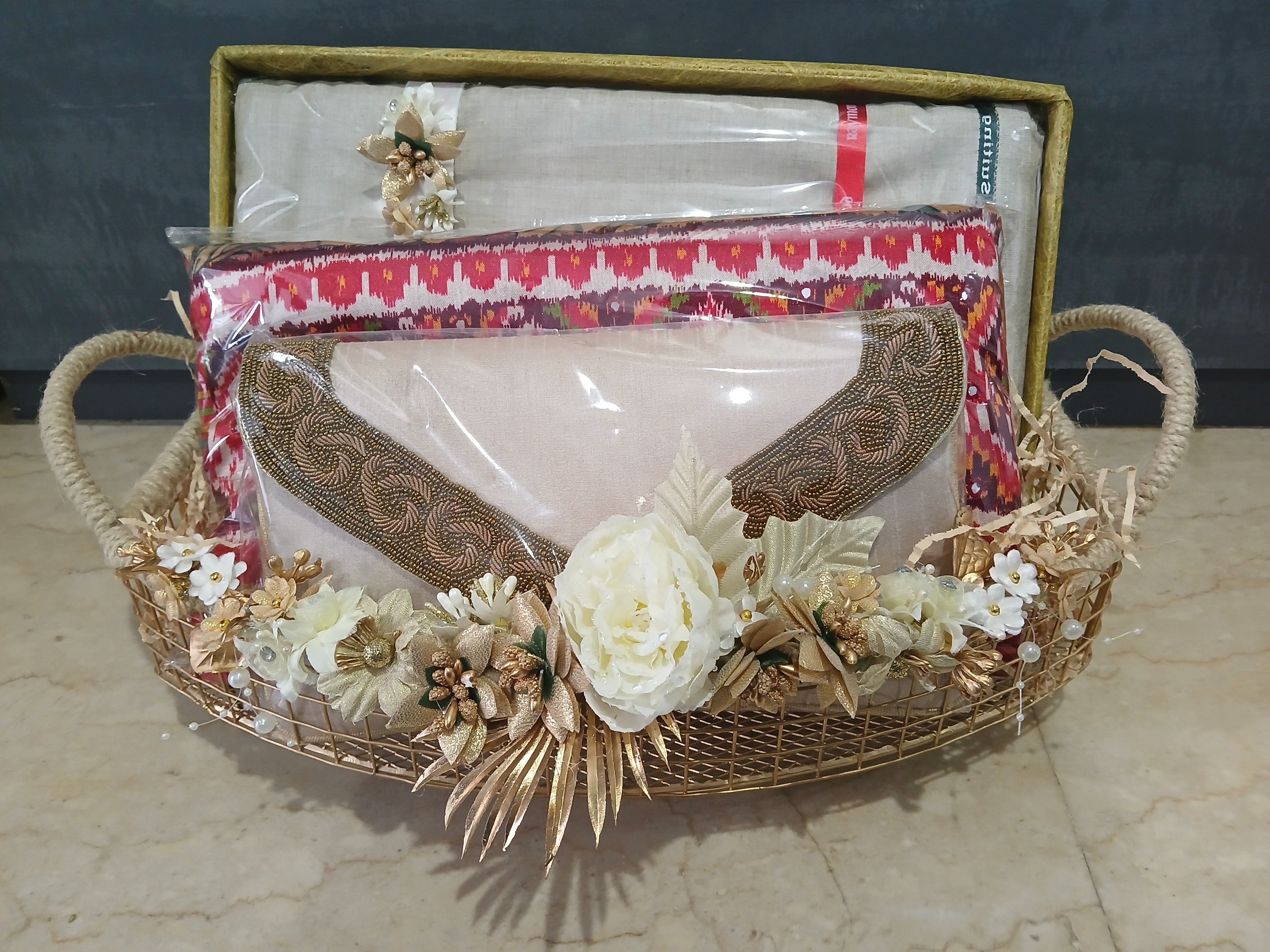 Wedding hamper with ribbon